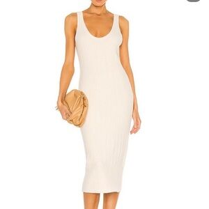 White / cream wool midi dress